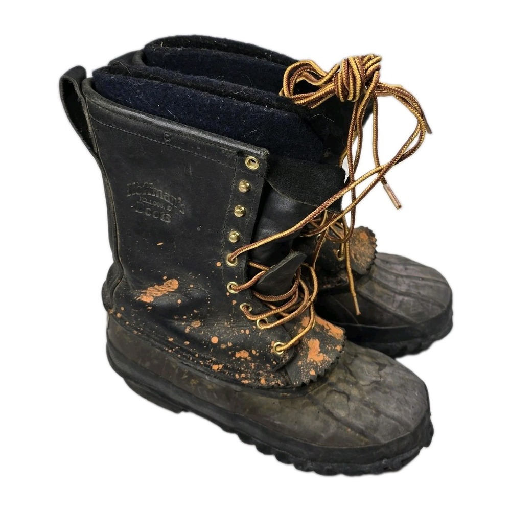 Hoffman Boots Kellogg Idaho Mens 6 Black Leather Felt Pac Calk Logger Boots